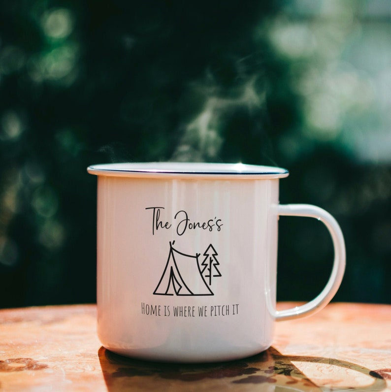 Personalised Camping Mugs Pair of Enamel Mug Family Camping Etsy UK