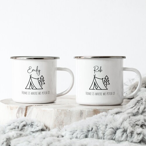 Personalised Camping Mugs Pair of Enamel Mug Family Camping Etsy UK