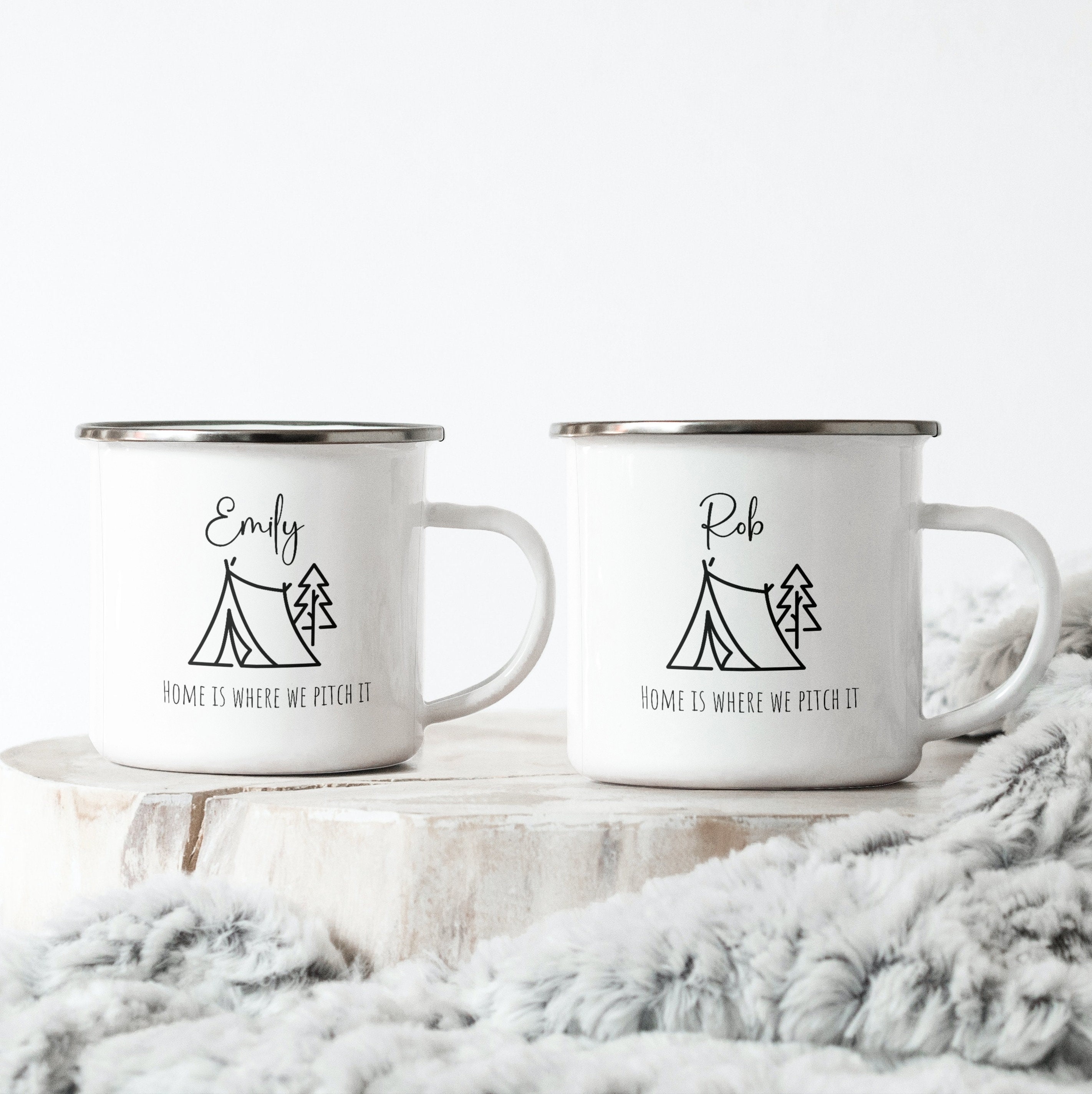 Personalised Camping Mugs Pair of Enamel Mug Family Camping Etsy UK