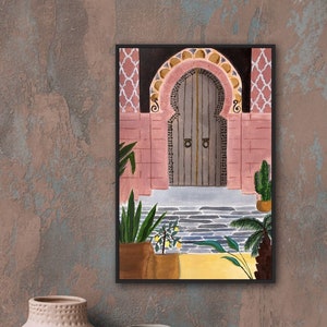 Moroccan Door / Illustration / Art print / A5, A4/Morocco Art print/Marrakesh Print /Wall Art/Gouache Painting/Moroccan Door /Moroccan print