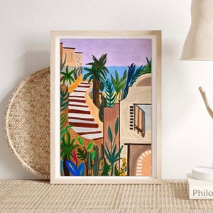 Tropical Stairs / Illustration / Art print /A5 A4/Mexico Art print/Mexican Print /Wall Art/Gouache Painting/Mexico/Exotic print