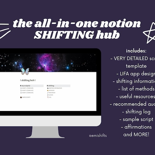 Notion REALITY SHIFTING HUB Digital Shifting Script Template Etsy