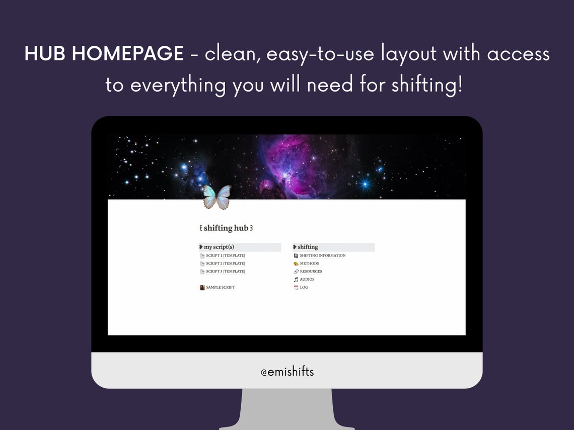 Notion REALITY SHIFTING HUB Digital Shifting Script Template Etsy
