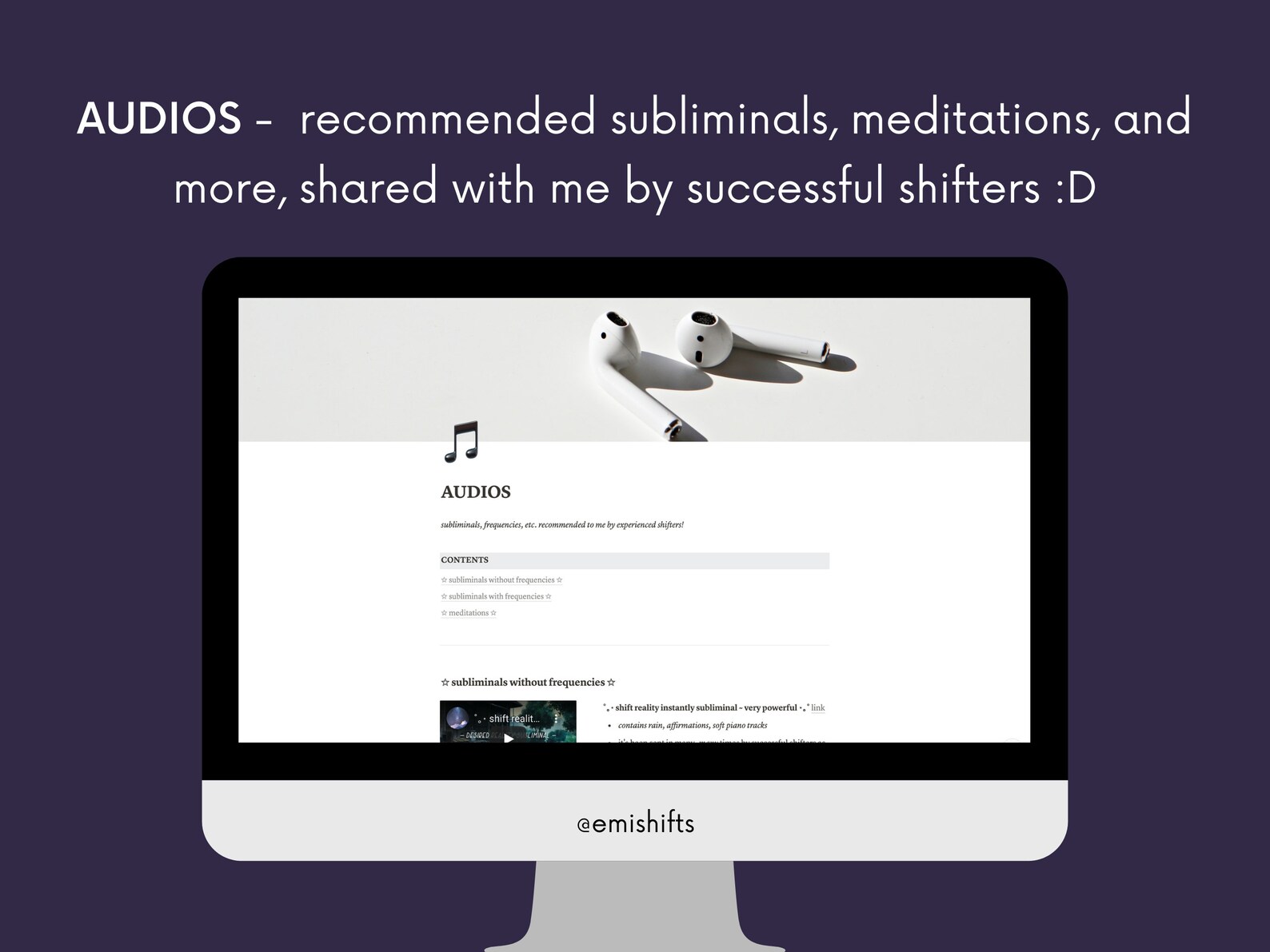 Notion REALITY SHIFTING HUB Digital Shifting Script Template Etsy