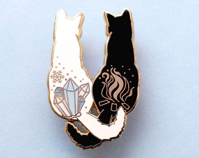 Glitter Punk Fire and Ice Cats Enamel Pin Etsy UK