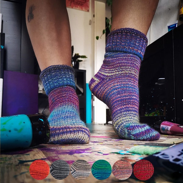 Colorful knitted socks in flowing colors - warm socks