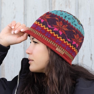 Wollmütze im Norweger Design Modell Marlo - komplett gefüttert - hoher Schurwollanteil