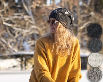 Beanie wool hat model Jolien - completely lined with fleece