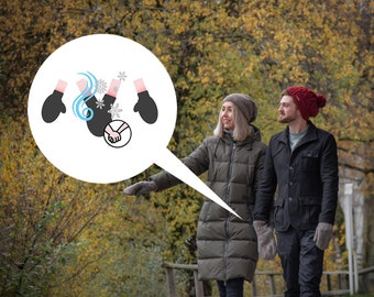 Partnerhandschuh Set „Valentin“ – Pärchenhandschuh mit passenden Fäustlingen,  aus Wolle, fleecegefüttert, ideales Geschenk für Paare