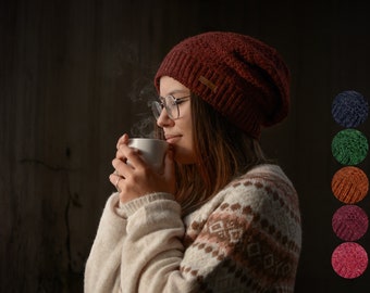 Beanie Wollmütze "Modell Lina Meliert" - Wintermütze - Strickmütze mit Fleecefutter