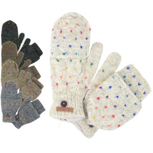 Folding gloves "Naomi Rainbow model", knitted gloves for folding, lined with fleece, winter gloves