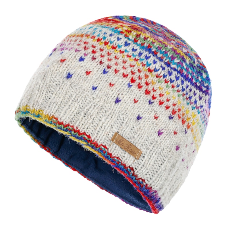 Wool hat Model Milan-Rainbow knitted hat, fully lined with fleece, winter hat image 3