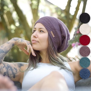Beanie knitted hat &quot;Model Laura&quot; made of mulesing-free merino wool, wool hat, winter hat