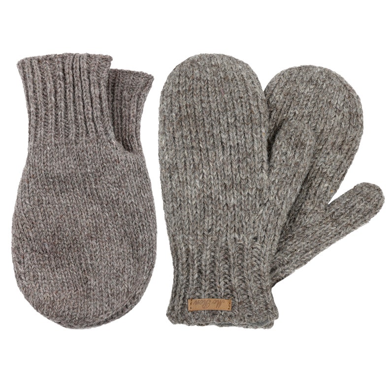 Set aus Pärchenhandschuh Modell Valentin & Fäustlinge, gefüttert mit Fleece Naturbraun