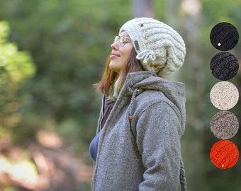 Beanie Strickmütze "Modell Alice" Wollmütze, komplett mit Fleece gefüttert, Wintermütze