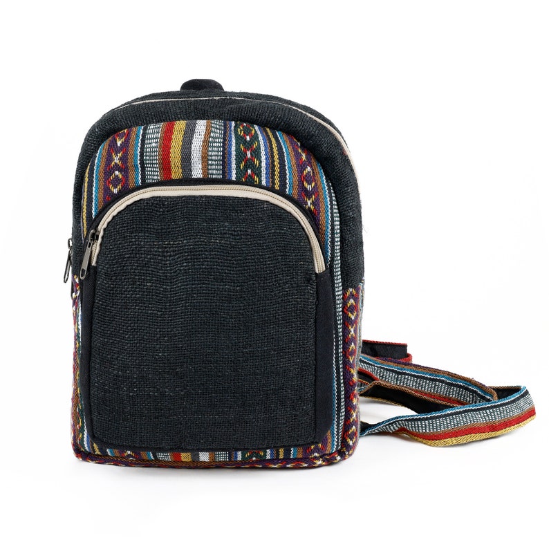 Kleiner Hanfrucksack Boho Edition Schwarz