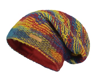 Beanie wool hat "Lina Rainbow" knitted hat in oversize look - lined winter hat