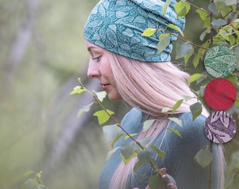 Lightweight organic cotton beanie hat with a leaf pattern - Women's - Summer