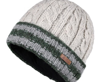 Wool hat in classic design model Kisam, with turn-up, fully lined with fleece