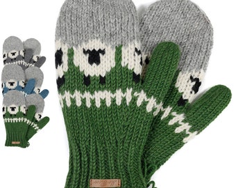 Gefütterte Fäustlinge Modell Samarella - Im Schaf Design - Winter Handschuhe