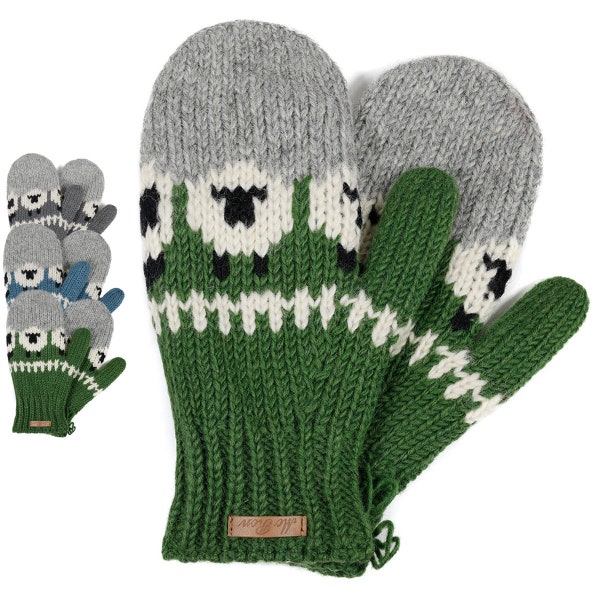 Gefütterte Fäustlinge Modell Samarella - Im Schaf Design - Winter Handschuhe