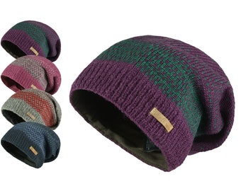 Beanie knitted hat in flowing colors model Lance - fully lined