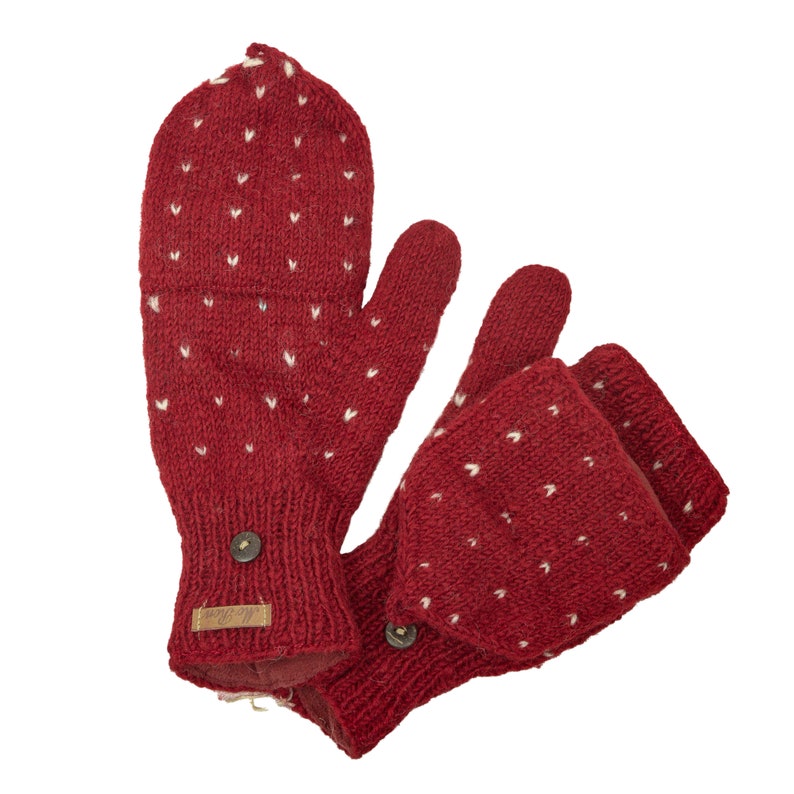 Folding gloves model Naomi with little hearts completely lined with fleece Rot 7898