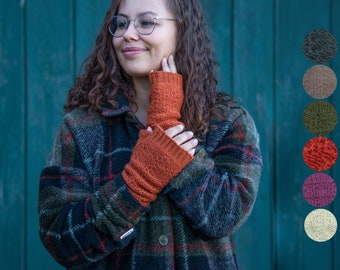 Handstulpen mit Daumen "Modell Lenna", Pulswärmer, gefüttert mit Fleece