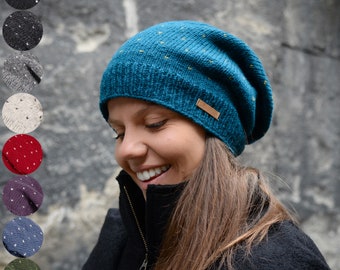 Beanie Wollmütze "Modell Lizzy", gefüttert mit Fleece, Wintermütze, Strickmütze