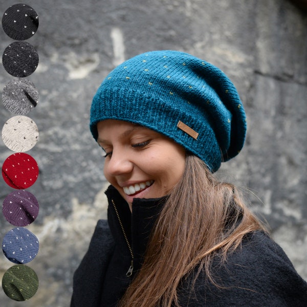 Beanie Wollmütze "Modell Lizzy", gefüttert mit Fleece, Wintermütze, Strickmütze