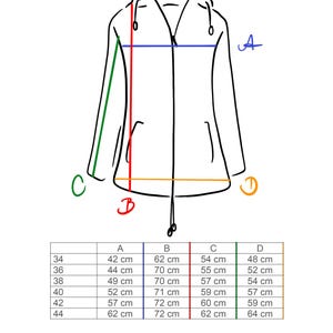 Lined women's wool jacket model Eileen Single Rainbow, with soft lining and detachable hood - slightly tailored image 3
