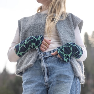 Pulswärmer aus Interlock Jacquard und Samt zum Wenden - 100% Baumwolle (GOTS)