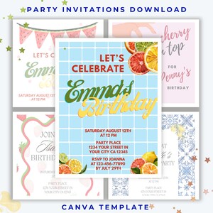 Editable Party Invitation Fruit Citrus- Birthday/Bachelorette/housewarming/coctail party/wedding - citrus summer