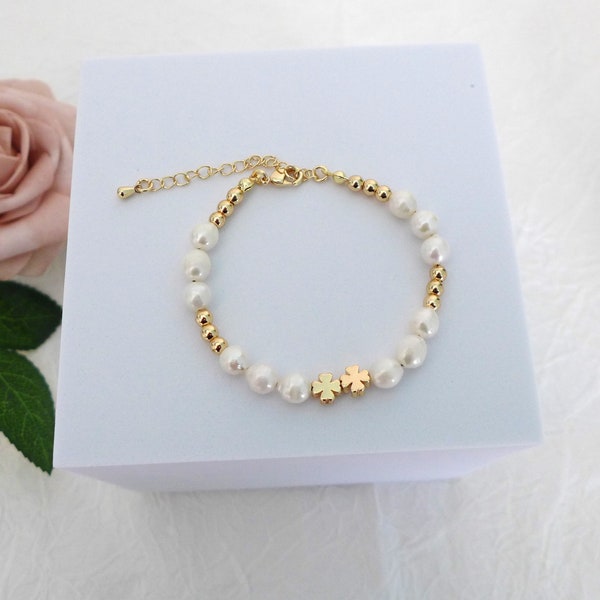 Pearl Bracelet For Women Gold Beaded Bracelet For Girls Freshwater Pearl Bracelet Gold Bracelet Mother's Day Gift For Mom