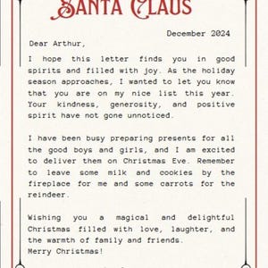 Carta y sobre de Papá Noel navideño