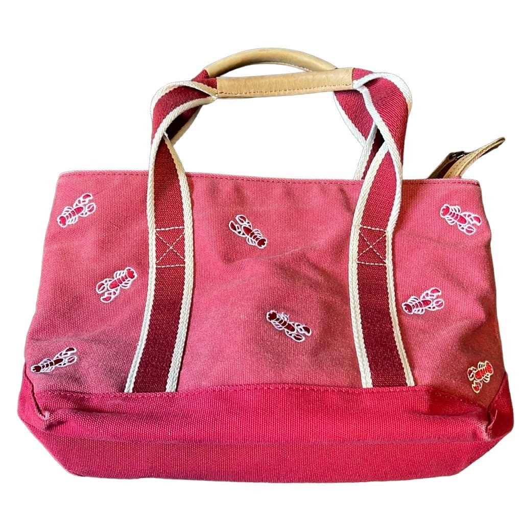 Pink LL Bean Lobster Embroidered Cotton Canvas Tote Bag Handbag Purse  Preppy Summer - Total Turmoil Vintage