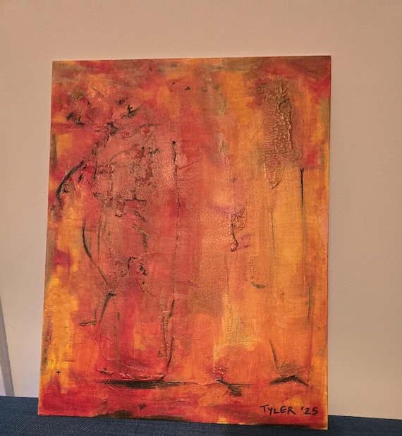 Inferno - original abstract acrylic emotional painting on canvas board