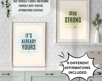 9 Aura Wall Art Prints: Motivational Quotes Positive Affirmations Digital Download