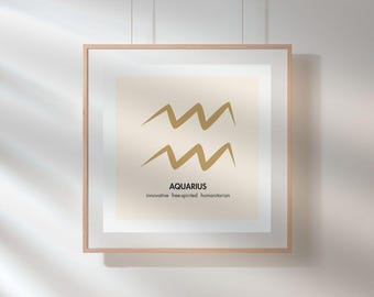 Aquarius Zodiac Constellation Print: Minimalist Astrology Art (Digital Download)