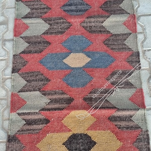 Stair Kilim Runner - Multi colour kilim runner, Handmade wool jute Runner Rug, Decorative Decor Runner, Vintage kilim runner, Kitchen Runner