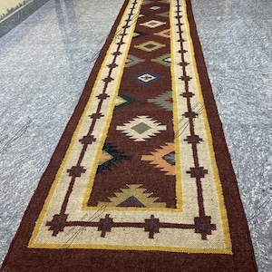 Stair Runner- Kilim Runner, Handmade Vintage Wool Jute Runner, Kitchen And Floor Rug, Flatweave Runner Rug, Indoor-Outdoor Runner, Washable