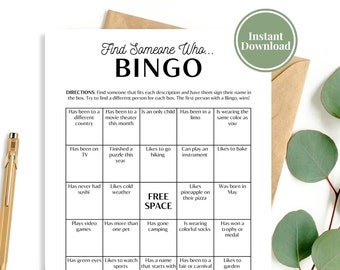 Find Someone Who Bingo Game | Find The Guest | Conversation Starter | Ice Breaker Game | Get To Know You Game | Team Building Game