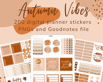 Fall Digital Stickers | Goodnotes Stickers | Digital Planner Stickers | Autumn Planner Stickers | October Digital Stickers | Digital Washi