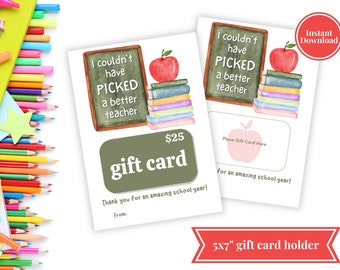 Teacher Appreciation Printable Year End Teacher Gift Card - Etsy