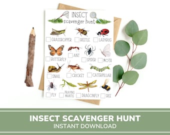 Bug Scavenger Hunt | Printable Scavenger Hunt | Nature Scavenger Hunt | Kids Outdoor Scavenger Hunt | Games For Kids | Yard Games