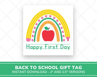Etiqueta de regalo para el regreso a clases / Feliz primer día de clases / Etiqueta de regalo imprimible para maestros / Etiqueta de bienvenida / Etiqueta para bolsa de bocadillos