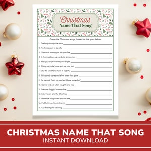 Christmas Song Trivia Game | Name That Christmas Song | Christmas Quiz | Christmas Games Printable | Christmas Party Games