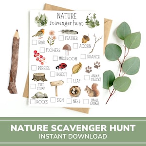 Printable Nature Scavenger Hunt | Outdoor Scavenger Hunt Game | Printable Game For Kids | Outdoor Activity | Yard Games | Kid Activities