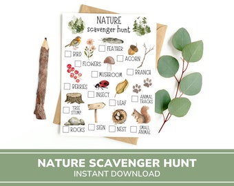 Printable Nature Scavenger Hunt | Outdoor Scavenger Hunt Game | Printable Game For Kids | Outdoor Activity | Yard Games | Kid Activities