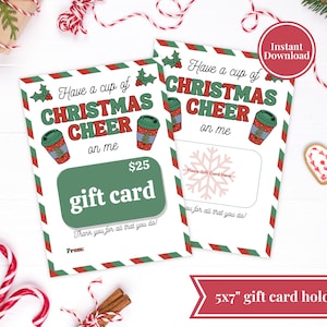 Porte-cartes-cadeaux imprimable | Porte-cartes-cadeaux Noël | Cadeau de buveur de café | Cadeau de remerciement | Cadeau d'appréciation | Cadeau de dernière minute